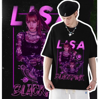 เสื้อยืดผ้าฝ้ายพิมพ์ลายเสื้อยืดโอเวอร์ไซส์เสื้อลิซ่า blackpink lisa เสื้อผ้าแฟชั่น เสื้อสไตล์เกาหลี เก๋ๆ หญิง ชาย เสื้อย