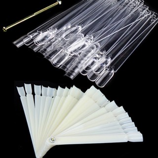 【AG】50Pcs Women FALSE Nail Art Tip Stick Polish Display Practice Fan