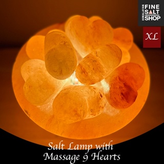 XL โคมเกลือ หิมาลายัน สปามือหัวใจ 9 Hearts / บอล10 Balls Himalayan Salt Lamp Bowl with massage (9 Hearts)(10 Balls)
