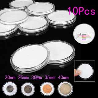 10x Clear Round Plastic Coin Capsule Container/ Storage-Box Holder Case 20-40mm