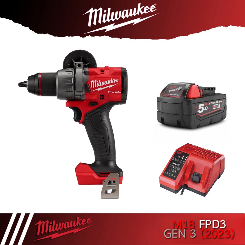 Milwaukee M18 FPD3 (Gen3 ปี 2023) สว่านไขควงกระแทกไร้สาย | Shopee Thailand