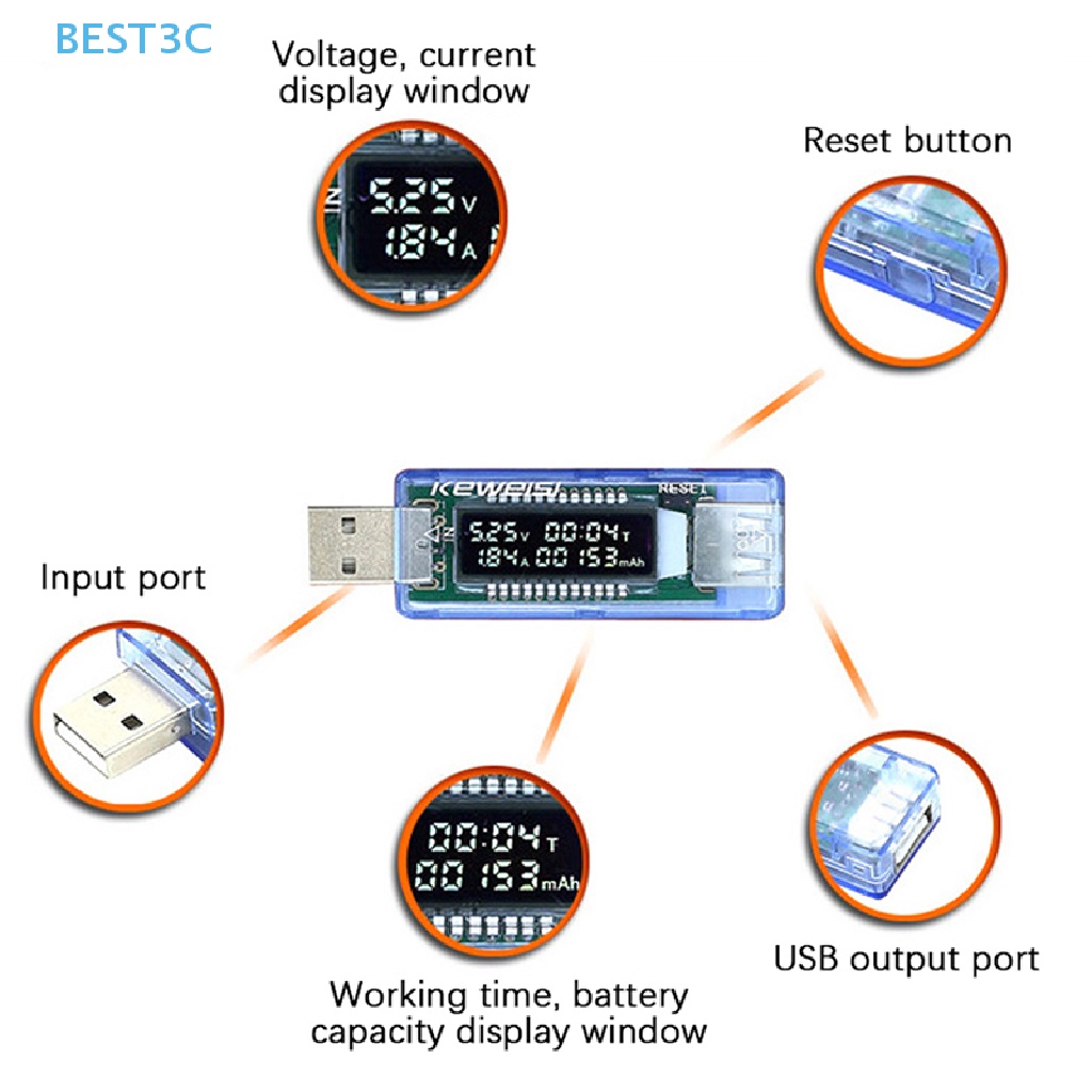 best3c-เครื่องทดสอบแรงดันไฟฟ้า-usb-โวลต์-แรงดันไฟฟ้า-แพทย์-ชาร์จ-ความจุ-มิเตอร์ทดสอบ-ขายดี