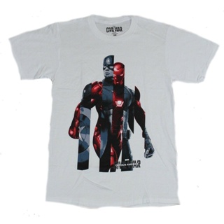 Captain America Civil War - 2 Part Iron Man Cap Interspersed Image mens cotton classic fashion round neck T-shirt_07