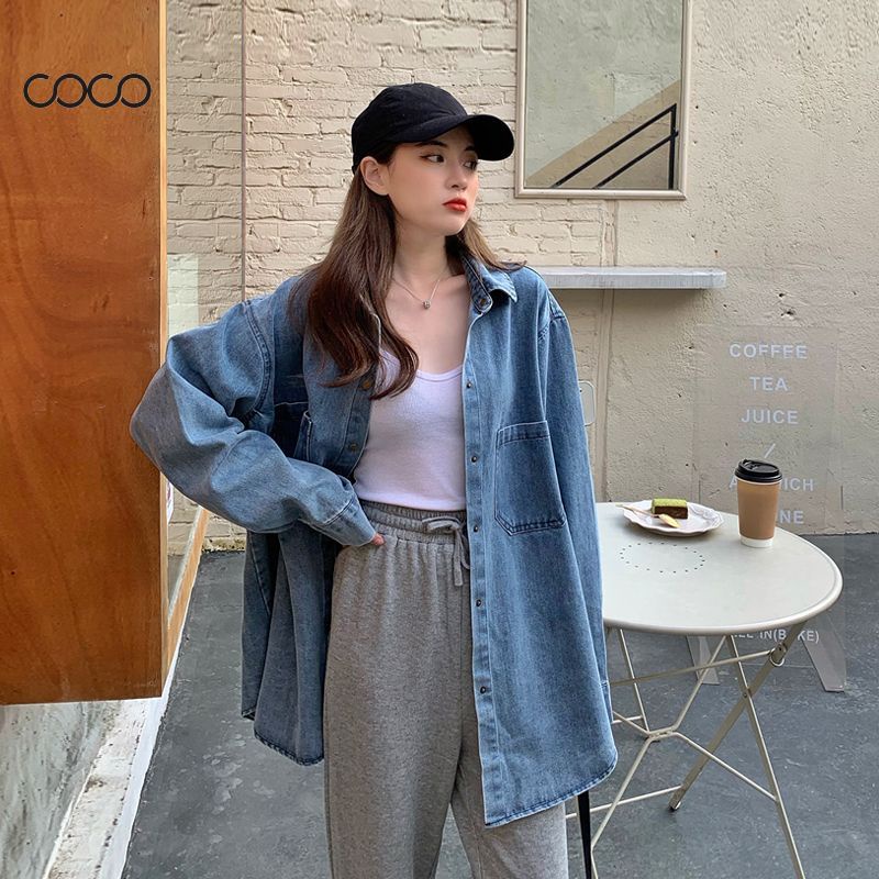 coco-สุภาพสตรี-denim-coat-เสื้อโค้ทสไตล์เกาหลีแบบสบาย-ๆ-แฟชั่นผู้หญิง