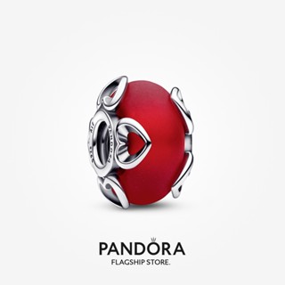 Pandora charm แก้วมัราโน่ สีแดง และหัวใจ ของขวัญวันหยุด สําหรับผู้หญิง p804