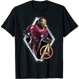 Tee เสื้อยืดผ้าฝ้ายพิมพ์ลายแฟชั่น เสื้อยืดขายดีเสื้อยืดกีฬา Marvel Avengers Endgame Iron Man Logo Graphic T-Shirt S_07