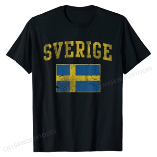ใหม่ เสื้อยืด ผ้าฝ้าย พิมพ์ลายธงสวีเดน สไตล์วินเทจ แฟชั่นสําหรับผู้ชาย