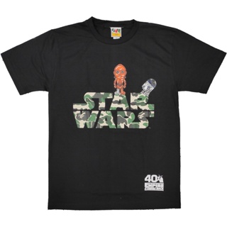 ราคาต่ำสุด!!⭐ A bathing ape x Star wars ⭐ เสื้อยืด คอกลม แขนสั้น แฟชั่น r2d2 c3po ลิง BAPE yoda スター・ウォーズ unisexS-3X_01