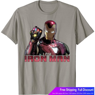 เสื้อขาว เสื้อยืดลำลอง Marvel Avengers Endgame I Am Iron Man Movie Quote Portrait T-Shirt T-Shirts@G_07