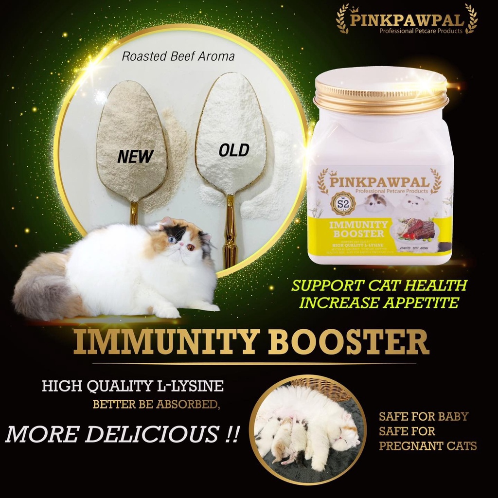 pinkpawpal-immunity-booster-ผงเสริมภูมิคุ้มกันรสเนื้ออบ-ไลซีนเกรดพรีเมี่ยม-100g