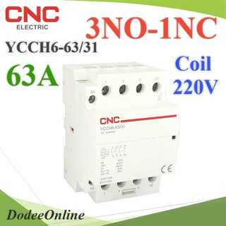 .แมกเนติก คอนแทคเตอร์ CNC คอยล์คอนโทรล 220VAC ขนาด 63A 4P Dinrial วงจรไฟฟ้า 3NO-1NC รุ่น Contact-63A-3NO-1NC DD