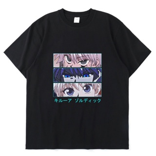 เสื้อยืดแขนสั้น ผ้าฝ้าย ทรงหลวม พิมพ์ลายการ์ตูน Hunter X Hunter Kurapika Killua Zoldyck แฟชั่นฤดูร้อน สไตล์เรโทร กา_05