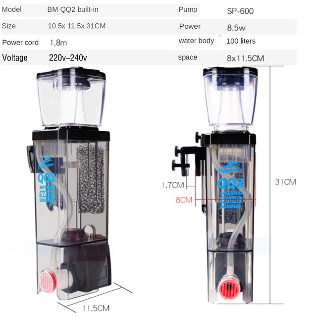 skimmer-bubble-magus-qq2-รับประกันสินค้า-สกิมเมอร์สำหรับตู้ปลาทะเล-ขนาดตู้ไม่เกิน24นิ้ว-ทำน้ำในระบบได้-100ลิตร-bm-qq-2