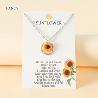 Fancyqube สร้อยคอทองคํา จี้ดอกทานตะวัน ดอกเดซี่ ดอกทานตะวัน สไตล์เกาหลี ของขวัญสําหรับผู้หญิง