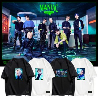 2022 ใหม่ KPOP Stray Kids ผ้าฝ้ายเสื้อยืด Maniac ทัวร์คอนเสิร์ตเดียวกันเสื้อแขนสั้นผู้ชายผู้หญิง Plus ขนาดหลวมครึ่ง_11