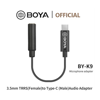 Boya BY-K9 สายเคเบิลอะแดปเตอร์เสียง 3.5 มม. TRRS ตัวเมีย เป็น Type-C ตัวผู้ สําหรับสมาร์ทโฟน กล้อง ไมโครโฟน