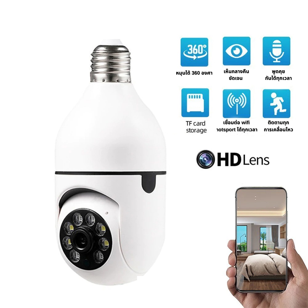 กล้องหลอดไฟ-icam365-2ล้านพิกเซล-ip-camera-cctv-ไร้สาย360-องศา-ดูผ่านมือถือ-wifi-full-hdกล้องอินฟาเรด