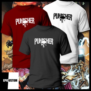 The Punisher Logo Marvel Comics Graphic Tee 100% Cotton Unisex T-Shirt Black White Grey Maroon Red_05