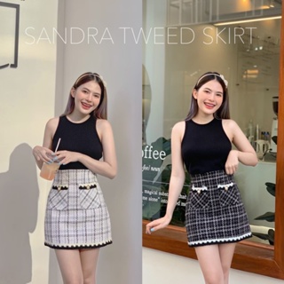 🍦chocmint sundae🍦SANDRA TWEED SKIRT กระโปรงผ้าทวีต ทรงเอ รุ่นแต่งขอบ