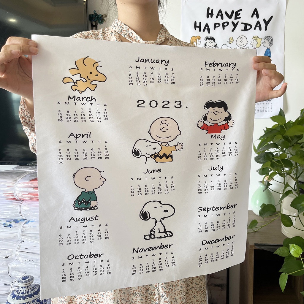 พร้อมส่ง-snoopy-calendar-2023-ปฏิทิน-ผ้าแต่งห้อง-ปฏิทินติดผนัง