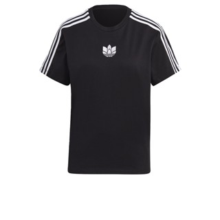 adidas ไลฟ์สไตล์ เสื้อยืดทรงหลวม Adicolor 3D Trefoil ผู้หญิง สีดำ GN2930