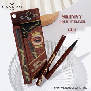 GINA GLAM G04 SKINNY LIQID EYELINER อายไลเนอร์ หัวพู่กัน เส้นเล็กเขียนง่าย หัวพู่กันขนาด 0.014 mm.สีดำสนิท