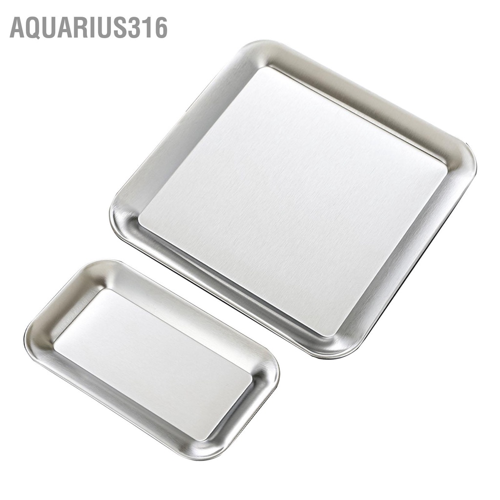 aquarius316-ถาดเสิร์ฟจานสแตนเลสสี่เหลี่ยมถาดบาร์บีคิวจานสีเงินสำหรับบ้าน