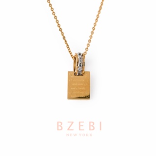 BZEBI สร้อยคอ สเตนเลส คอทองคำ เครื่องประดับ ประดับจี้รูปตัวอักษร 18k สีทอง สําหรับผู้หญิง 413n