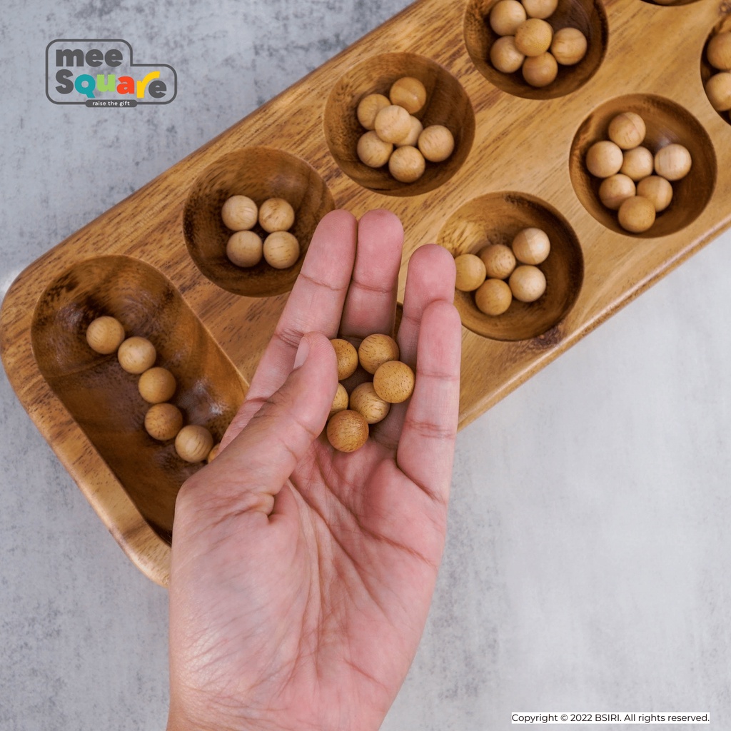 เกมไม้หมากหลุม-mancala-game-หมากขุม-พร้อมลูกกลมไม้-84-ของเล่นไม้เสริมพัฒนาการ-เกมไม้แนวคลาสสิค