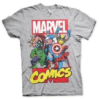 Popular Wear Mens Marvel Comics Superhero Collage Gray T-Shirt Loose Retro Top Tee High Quality_01