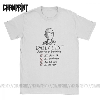 เสื้อยืดแขนสั้น พิมพ์ลายอนิเมะ One Punch Man Daily List Saitama OPM Oppai 100% พลัสไซซ์ สําหรับผู้ชาย 2022_07