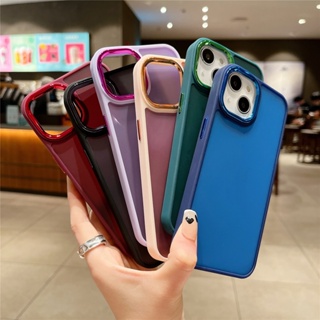 เคสหลังขอบสีด้าน ขอบสีกล้อง สำหลับรุ่น iPhone 14 pro max 14plus 13 13pro max 12 12pro max 11 11promaxเคสหลังขุ่นขอบเงา