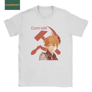 Mens Comrade Childe Genshin Impact T Shirts 100% Cotton Clothes Vintage Short Sleeve Round Collar Shirt Printing T_05