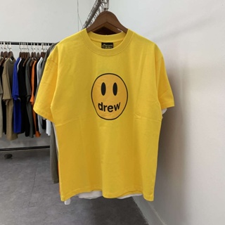 เสื้อยืดพิมพ์ลาย A2 drew house ใหม่แนวฮิปฮอป คู่รัก หลวมๆ ตกไหล่ ชายหญิง จัสติน บีเบอร์ ฮิปฮอป ฮิปฮอป ยิ้มแก้มปริ