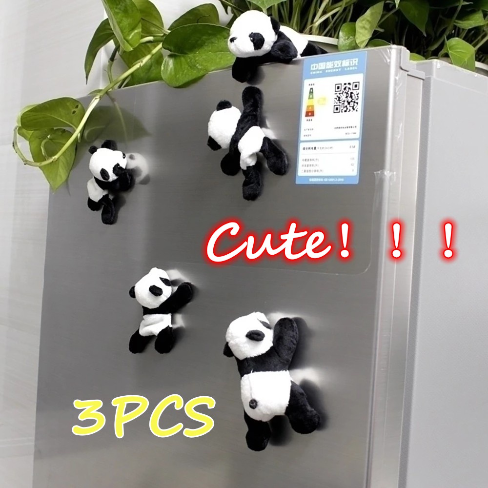สร้างสรรค์3ชิ้นน่ารักแพนด้าแม่เหล็กตู้เย็นสติ๊กเกอร์นุ่มตุ๊กตาแม่เหล็กที่แข็งแกร่งตกแต่งบ้านของที่ระลึกอุปกรณ์ครัวเด็กของเล่นของขวัญของที่ระลึกตกแต่งบ้าน-cod
