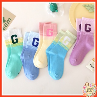 พร้อมส่ง ถุงเท้าผ้าฝ้าย 100% พิมพ์ลายตัวอักษร G ขนาดใหญ่ หลากสี สําหรับเด็กผู้ชาย และเด็กผู้หญิง อายุ 1-12 ปี 5 คู่