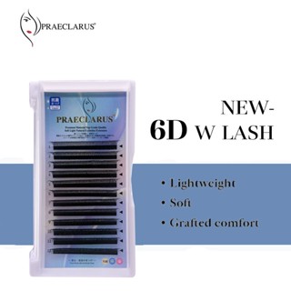 PRAECLARUUS 6D W Shape Lashes ขนตาปลอม ขนมิงค์นุ่ม 6D 6D ทรงตัว W หนา 0.07 มม 6D Clover Lash