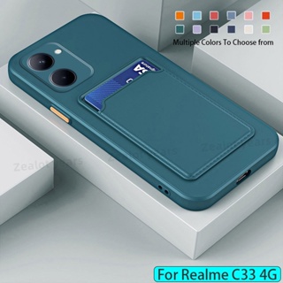 เคสโทรศัพท์มือถือ ซิลิโคน กันกระแทก พร้อมช่องใส่บัตร สีสดใส สําหรับ Realme C33 4G 2022 RealmeC33