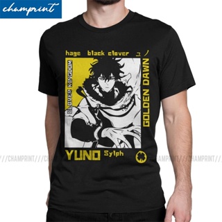 Black Clover yuno tee Mens Cotton Novelty T-shirts O Neck asta Japanese anime tee_01