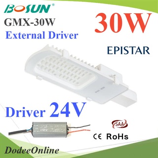 .30W LED โคมไฟถนน แบบอลูมิเนียมโปรไฟล์ แสงสีขาว 6500K ใช้ Driver ต่อภายนอกโคม 24V รุ่น Bosun-GMX-30W-24V DD