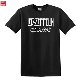 Led Zeppelin Jimmy Page Guitar Photo Zoso Back Black T-Shirt NEW cotton waffle shirt t shirt for men Gildan