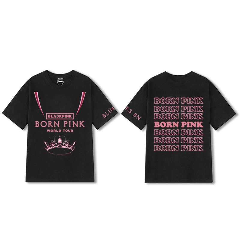 เสื้อยืดแขนสั้นลําลอง-คอกลม-ผ้าฝ้าย-พิมพ์ลาย-kpop-blackpink-born-pink-world-tour-kuala-lumpur-พลัสไซซ์-แฟชั่นคู่รัก-สไตล