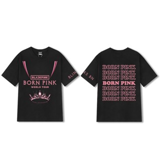 เสื้อยืดแขนสั้นลําลอง คอกลม ผ้าฝ้าย พิมพ์ลาย KPOP BLACKPINK BORN PINK World Tour KUALA LUMPUR พลัสไซซ์ แฟชั่นคู่รัก สไตล