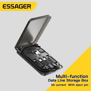 Essager 60w 6 in 1 กล่องเก็บอุปกรณ์โทรศัพท์มือถือ อเนกประสงค์ แบบพกพา usb type c otg พร้อมขาเสียบการ์ด ที่วางโทรศัพท์ซ่อน