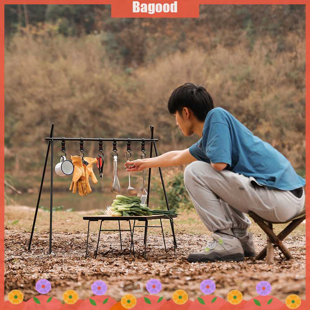 bagood-in-stock-กลางแจ้ง-แคมป์ปิ้ง-ชั้นวางของแบบแขวนเครื่องครัวหม้อกระทะชั้นเก็บของตะขอแขวน