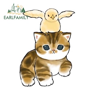 Earlfamily สติกเกอร์ ลายการ์ตูนแมว กันแดด กันรอยขีดข่วน ขนาด 13 ซม. x 9.2 ซม. DIY สําหรับติดตกแต่งรถยนต์ ตู้เย็น