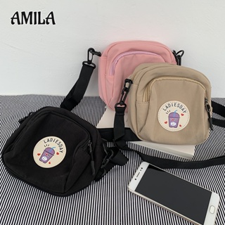 AMILA ใหม่ กระเป๋าสะพายข้างใบเล็ก หญิง สไตล์เกาหลี อิน เรียบง่าย การแข่งขันทั้งหมด กระเป๋าผ้านักเรียนน่ารัก