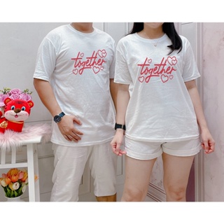 [S-5XL]ผ้าฝ้าย 100% เสื้อยืดคู่รัก พิมพ์ลาย TOGETHER COUPLE ROMANTIC COUPLE Recent