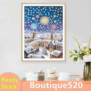 【จัดส่งฟรี】ภาพวาดปักเพชร พลอยเทียม รูปหมู่บ้านคริสต์มาส 5D DIY [boutique520.th]