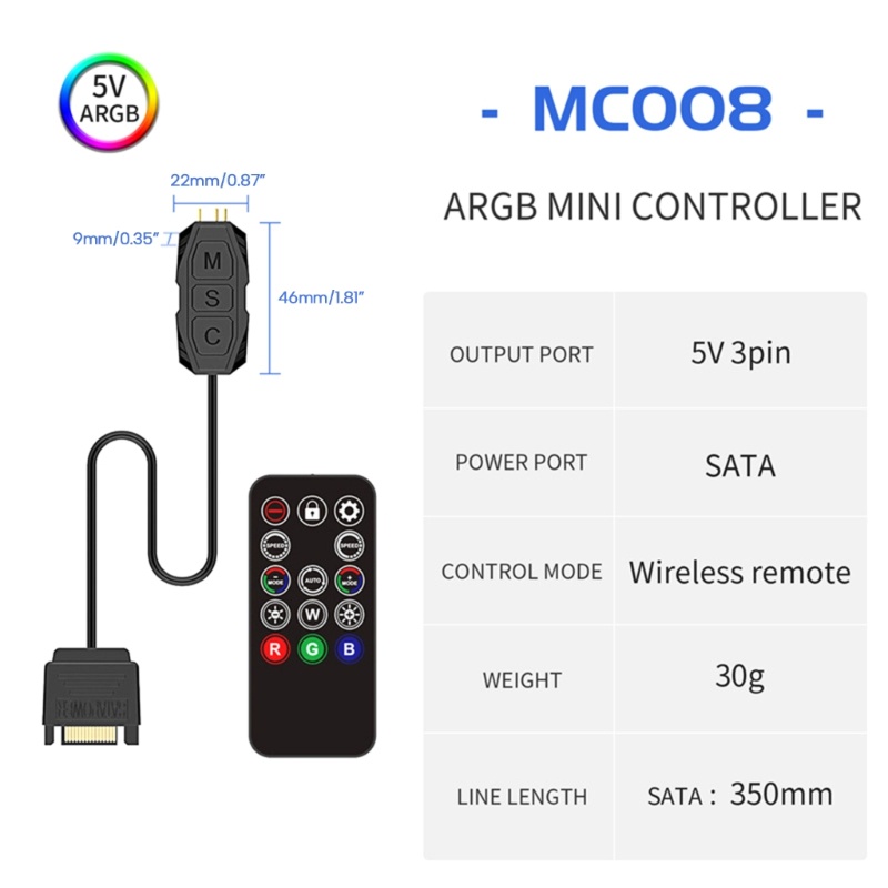 doublebuy-อุปกรณ์ควบคุมคอมพิวเตอร์-argb-abs-เชื่อมต่อกับ-5v-argb-3pin-4pin